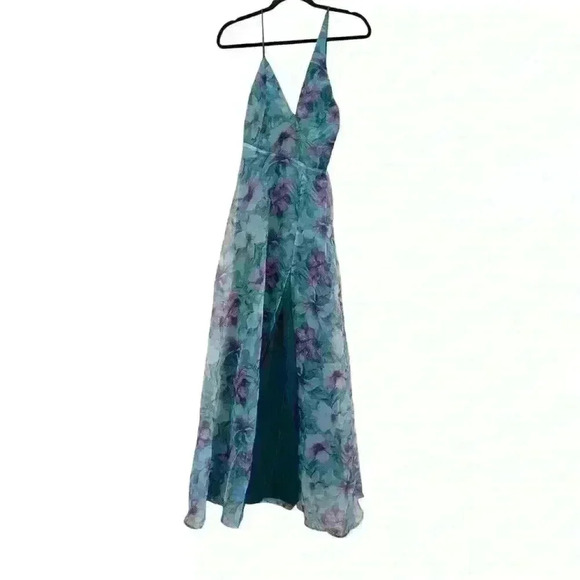 NWT Lulus Garden of Glamour Green Floral One-Shoulder Maxi Dress Cocktail Small - Picture 4 of 15